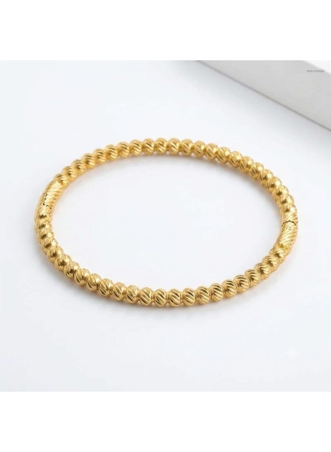 Luxuria Women's stainless steel bracelet, gold color, with an elegant beaded design – a bracelet for girls and women - Image 1