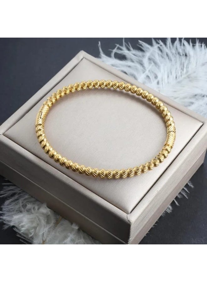 Luxuria Women's stainless steel bracelet, gold color, with an elegant beaded design – a bracelet for girls and women - Image 5