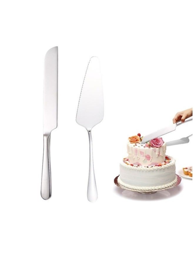 Cake Serving Set Wedding Cake Knife and Server Set Cake Cutting Utensils Stainless Steel Cake Cutter Serrated Cake Knife Professional Dessert Server for Cake Cheese Pie Pizza - Image 1