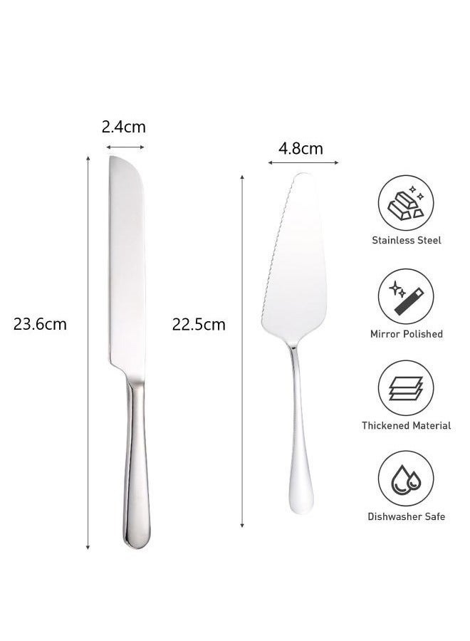 Cake Serving Set Wedding Cake Knife and Server Set Cake Cutting Utensils Stainless Steel Cake Cutter Serrated Cake Knife Professional Dessert Server for Cake Cheese Pie Pizza - Image 5