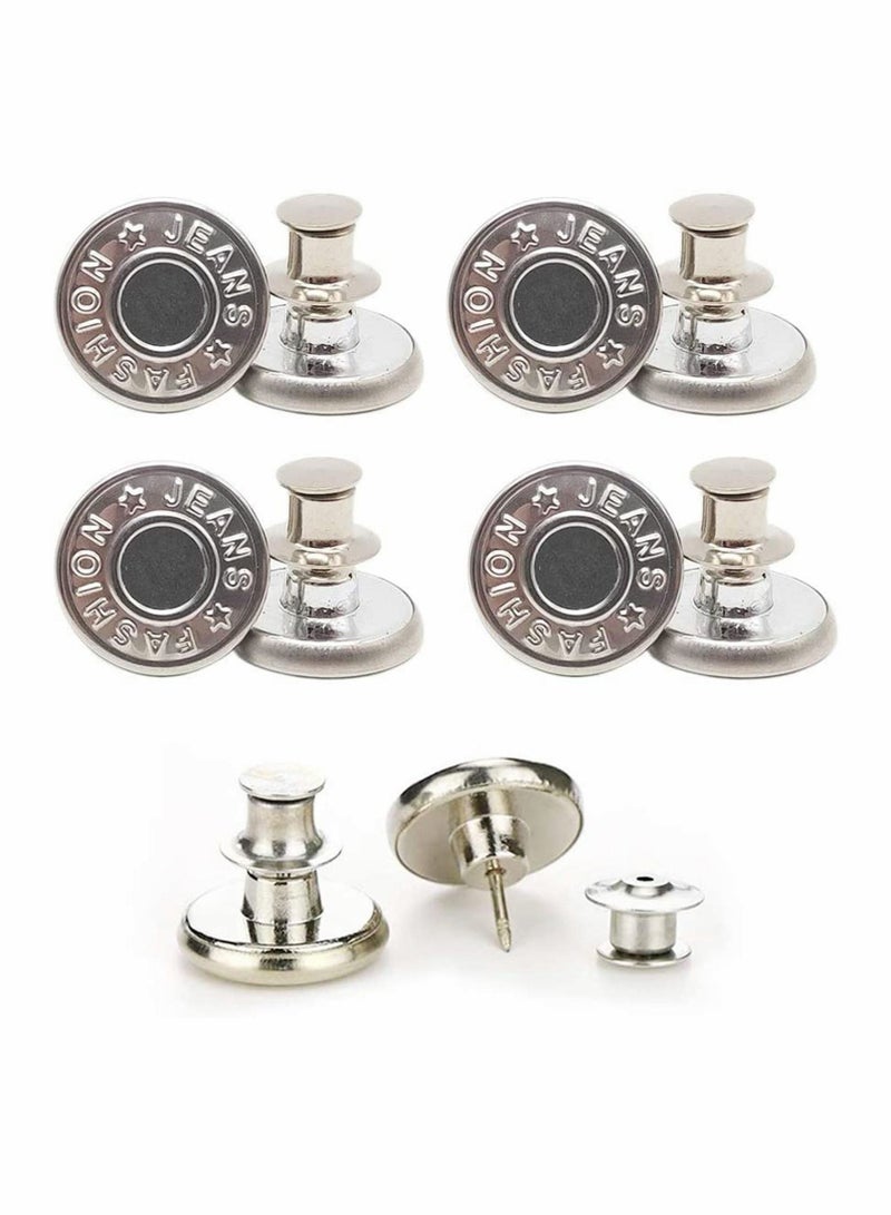 Excefore 4Pcs Button Pin for Jeans No Sew and No Tools Instant Jean Button Pins for Pants, Replacement Buttons, Simple Installation, Reusable and Adjustable  - Image 1