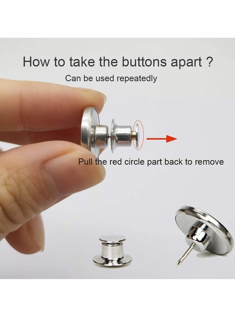 Excefore 4Pcs Button Pin for Jeans No Sew and No Tools Instant Jean Button Pins for Pants, Replacement Buttons, Simple Installation, Reusable and Adjustable  - Image 3