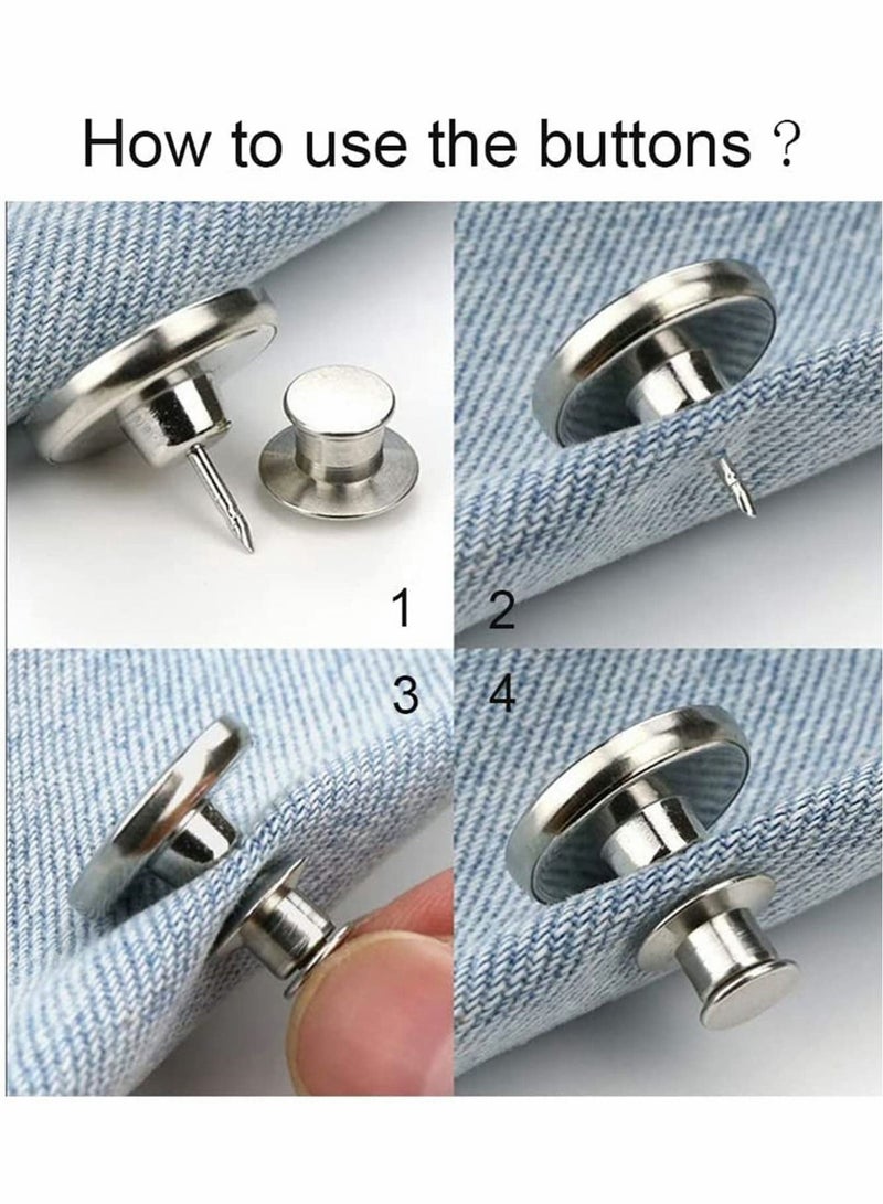 Excefore 4Pcs Button Pin for Jeans No Sew and No Tools Instant Jean Button Pins for Pants, Replacement Buttons, Simple Installation, Reusable and Adjustable  - Image 5