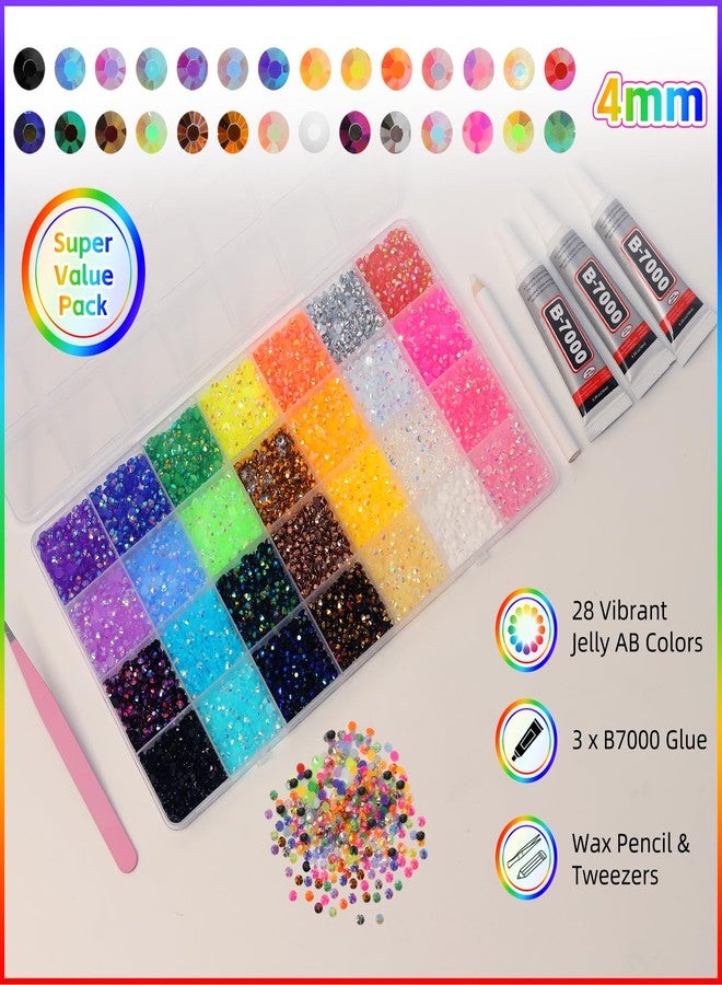 Uotey 20000Pcs Color 4mm Rhinestones Bedazzling Kit with Tools, Resin Rhinestones for Bedazzling, Flatback Resin Gems for Crafts, Bedazzler Kit for Diamond Art Clothing Shoes Makeup Tumblers - Image 2