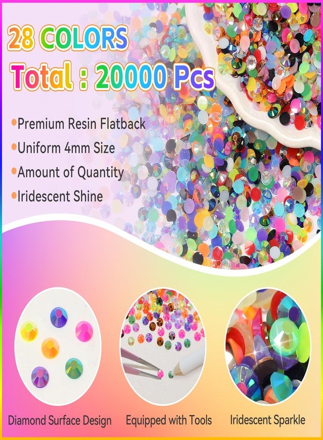Uotey 20000Pcs Color 4mm Rhinestones Bedazzling Kit with Tools, Resin Rhinestones for Bedazzling, Flatback Resin Gems for Crafts, Bedazzler Kit for Diamond Art Clothing Shoes Makeup Tumblers - Image 4
