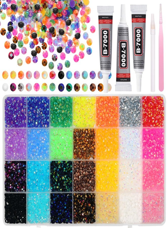 Uotey 20000Pcs Color 4mm Rhinestones Bedazzling Kit with Tools, Resin Rhinestones for Bedazzling, Flatback Resin Gems for Crafts, Bedazzler Kit for Diamond Art Clothing Shoes Makeup Tumblers - Image 1