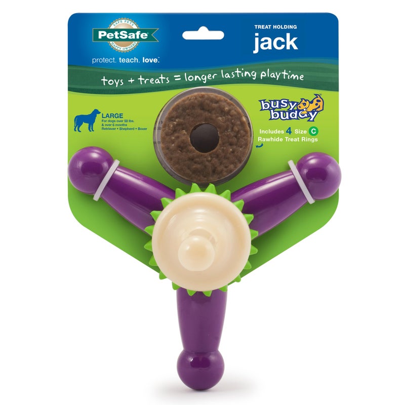 PetSafe Busy Buddy Jack Keeps Dog Busy Includes Treats Refill Treat Holding Dog Toy Helps Clean Teeth Durable Rubber Strong Chewers Dishwasher Safe Large Purple - Image 2