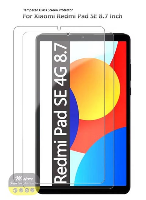 2 Pieces Xiaomi Redmi Pad SE 8.7 Inch 2024 Tempered Glass Screen Protector – High Transparency Delicate Touch Anti-Explosion Smooth Arc Edges Easy Installation Screen Protector for Xiaomi Redmi Pad SE 8.7