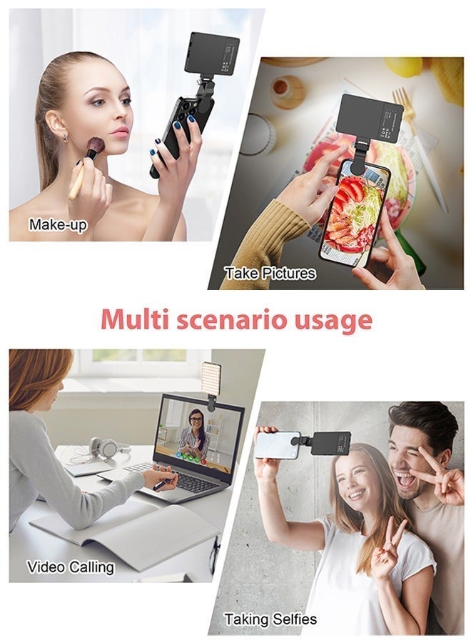 TONEOF 60LED Portable Selfie Light, Rechargable USB Light with Clip & Double 1/4" Screw Hole, 2500k-9000K Dimmable Phone Video Lamp for Phone/Laptop/Tablet/Camera, for Selfie/Video Conference-Black - Image 3