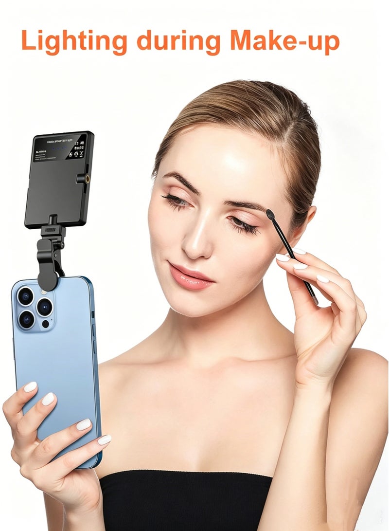 TONEOF 60LED Portable Selfie Light, Rechargable USB Light with Clip & Double 1/4" Screw Hole, 2500k-9000K Dimmable Phone Video Lamp for Phone/Laptop/Tablet/Camera, for Selfie/Video Conference-Black - Image 3