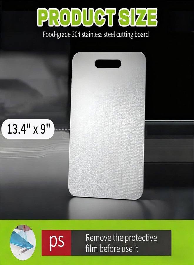 TOTITOM Stainless Steel Cutting Board 13.4'' x 9'', Metal Chopping Board for Kitchen, Food-Grade 304 Steel Cutting Boards for Meat, Vegetables, Fruit, Bread - Dishwasher Safe Tabla para Picar Acero Inoxidable - Image 2