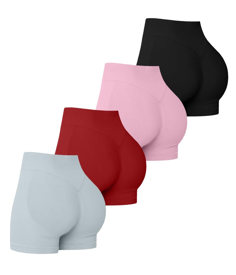 YWBIN 4 Pack Women Workout Gym Impact Shorts Seamless Scrunch Butt Lifting Gym Yoga Shorts - Image 1