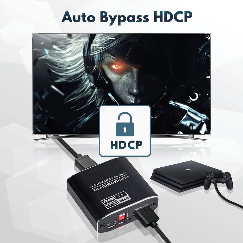 Wonlyus 4K HDMI Splitter 1 in 2 Out, HDMI Splitter 1 to 2 Amplifier Duplicate/Mirror Screen Monitor Support EDID for HDMI 2.0b RGB 4:4:4 1080P/ 3D/ 4K for Xbox PS4 Fire Stick Roku Blu-Ray Player Apple TV - Image 4