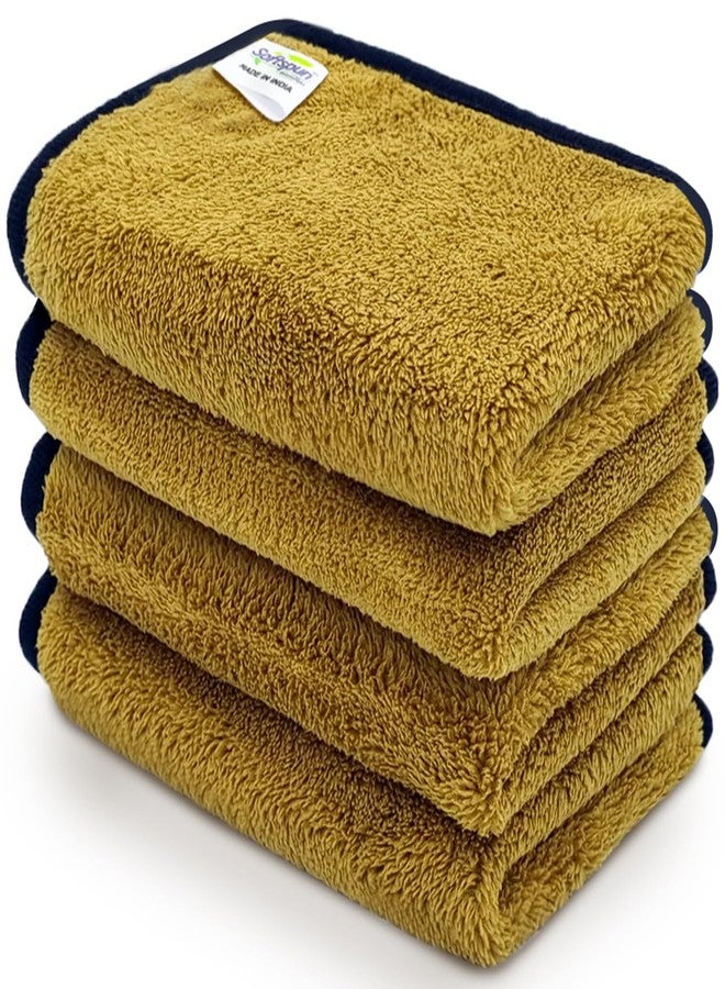 SOFTSPUN Microfiber Hand & Face Wipes 280 GSM 20x30 Cms, 4 Piece Towel Set, (Olive Green) Super Soft & Silky for Hand, Face and Body - Hypoallergenic Sensitive Skin Wipes & Washcloths.… - Image 1