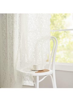 General 2 pieces cream lace tulle curtains, translucent tulle rod bag tulle curtains, extra long lace curtain sheets  - Image 4