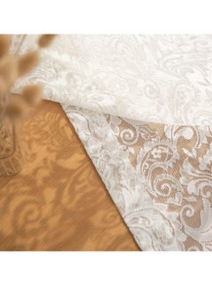 General 2 pieces cream lace tulle curtains, translucent tulle rod bag tulle curtains, extra long lace curtain sheets  - Image 5