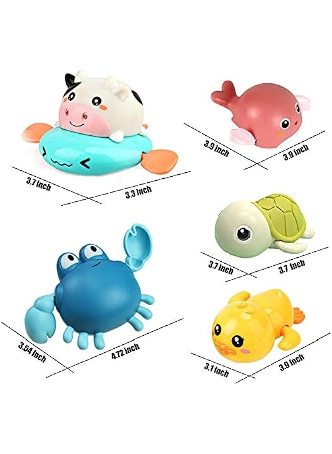 DURKU - Cute Animal Clockwork Bath Toy Set for Toddlers 1-3 - Fun Water Toys for Boys and Girls - 5 Pack - Image 1