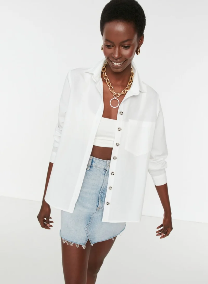 trendyol Pocket Detail Button Down Shirt