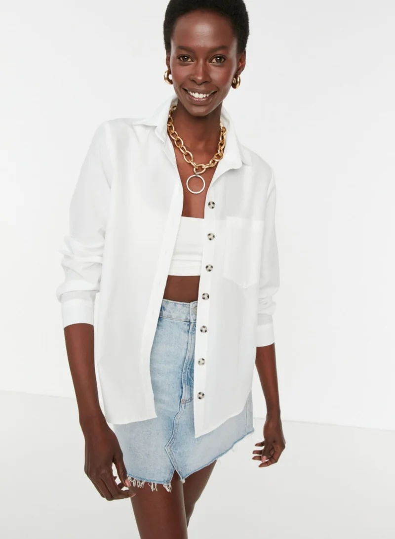 trendyol Pocket Detail Button Down Shirt