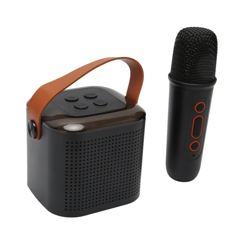 آلة كاريوكي محمولة مع ميكروفون لاسلكي وسماعة بلوتوث وأضواء RGB باللون الأسود - Image 2