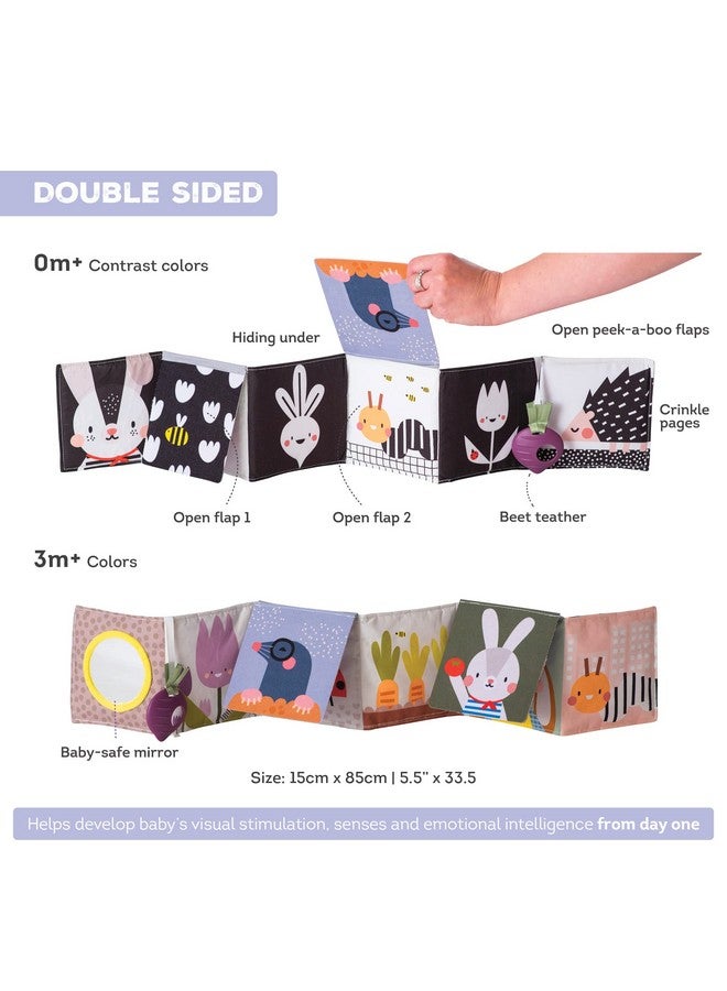 Taf Toys Taf Toys Urban Garden Soft Cloth Newborn Book, Crinkle Baby Book. High Contrast Sensory Toys. Early Education Activity Toy. Infant Tummy Time Toys. Multi-Sensory Textures and a Baby-Safe Mirror - Image 5