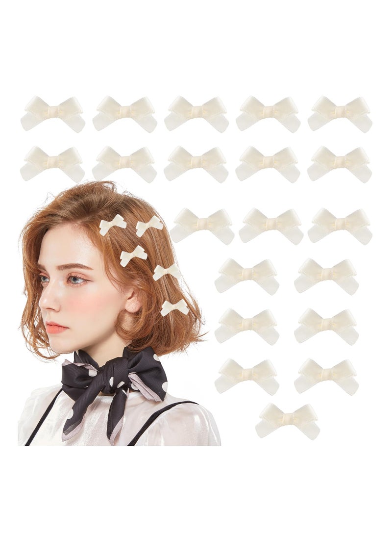 SYOSI 50 Pieces Mini Bowknot Hair Clips for Women Small Bow Solid Color Ribbon Alligator Girls Accessories Clip White - Image 1