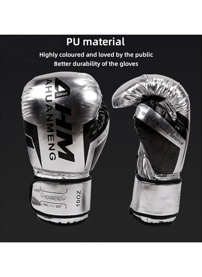 Arabest Boxing Gloves Kids Adult Teens, Boxing Training Gloves, Triple Combination Liner and Breathable Palm Design, for Boxing, Kickboxing, Muay Thai,6oz(Silvery) - Image 2