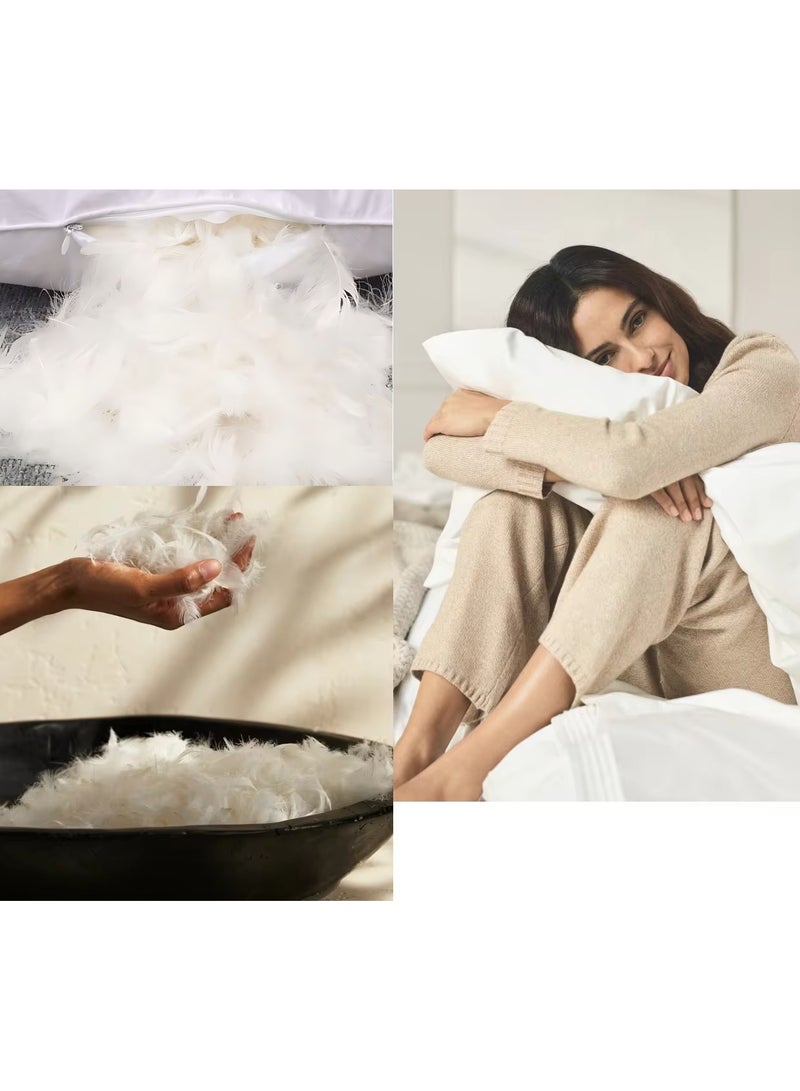 MAXQON 1-Piece Feather Bed Pillow Luxurious Comfort with Goose Feather and 100% Cotton Fabric, (White, Size 50x70 CM) - Image 5