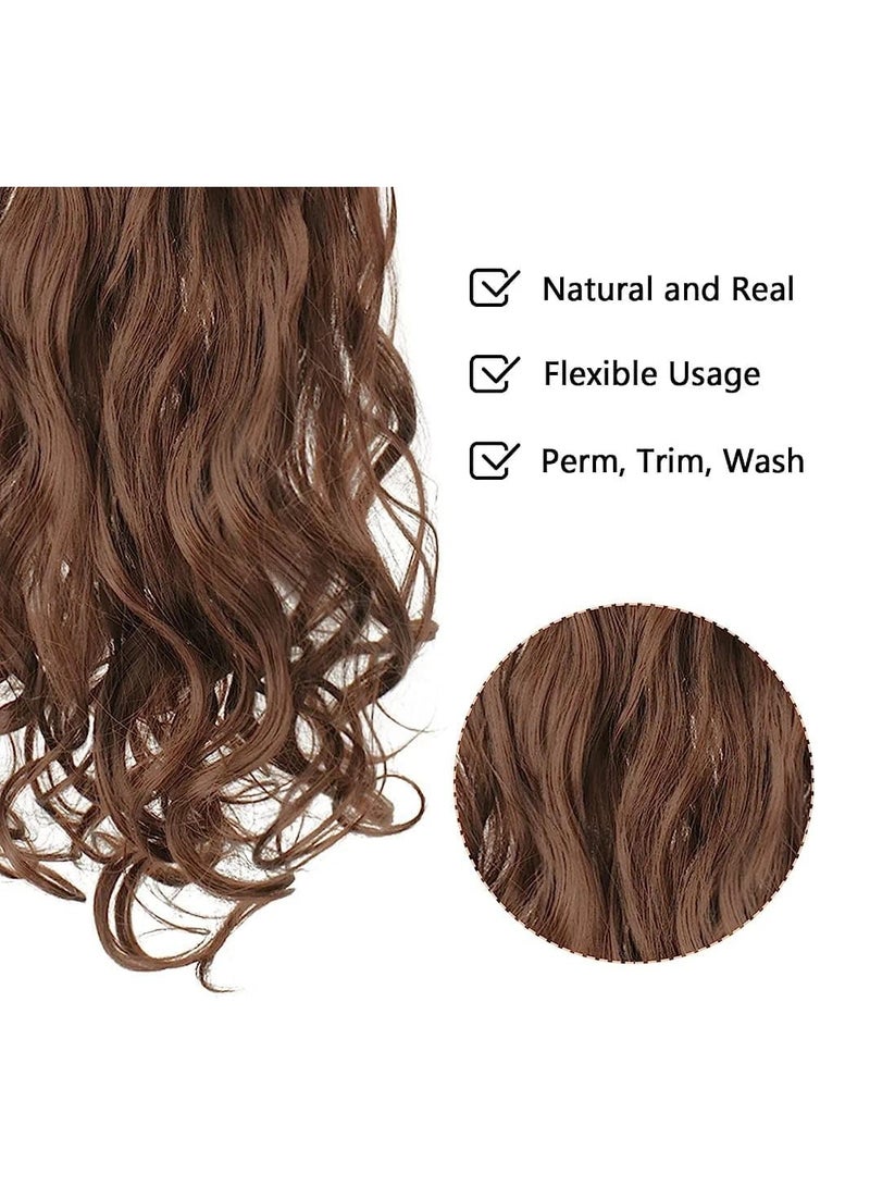 إستيل وصلات شعر بمشبك للنساء، قطع شعر من الألياف، وصلات شعر بلاستيكية سميكة مع مشابك غير مرئية للسيدات، 5 قطع بني متوسط - Image 3