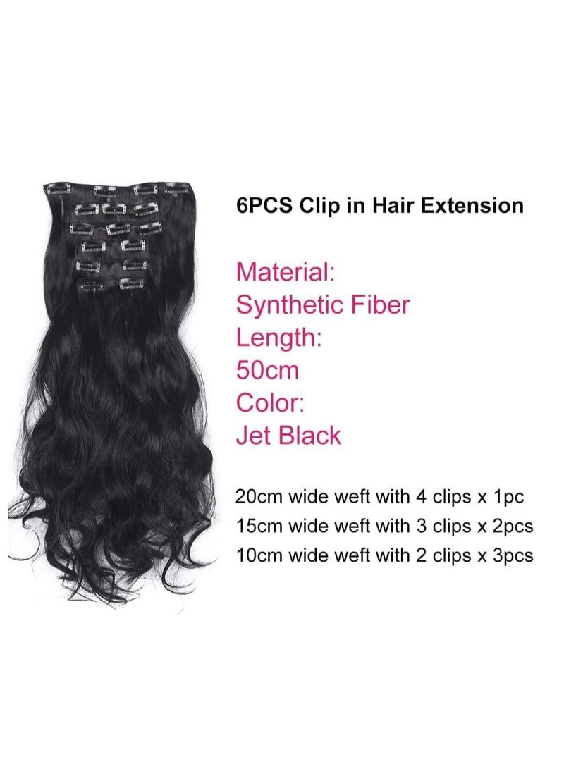 إستيل وصلات شعر بمشبك للنساء، قطع شعر من الألياف، وصلات شعر بلاستيكية سميكة مع مشابك غير مرئية للسيدات، 5 قطع بني متوسط - Image 4