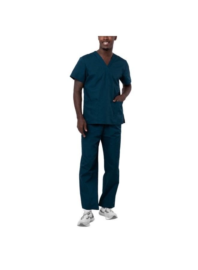 Loquat Womens Men Medical Scrubs Set Medical Uniform Set Sea Blue - Image 2