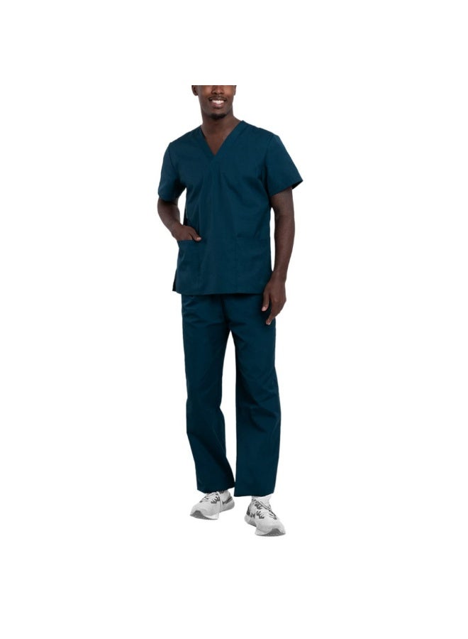 Loquat Womens Men Medical Scrubs Set Medical Uniform Set Sea Blue - Image 1