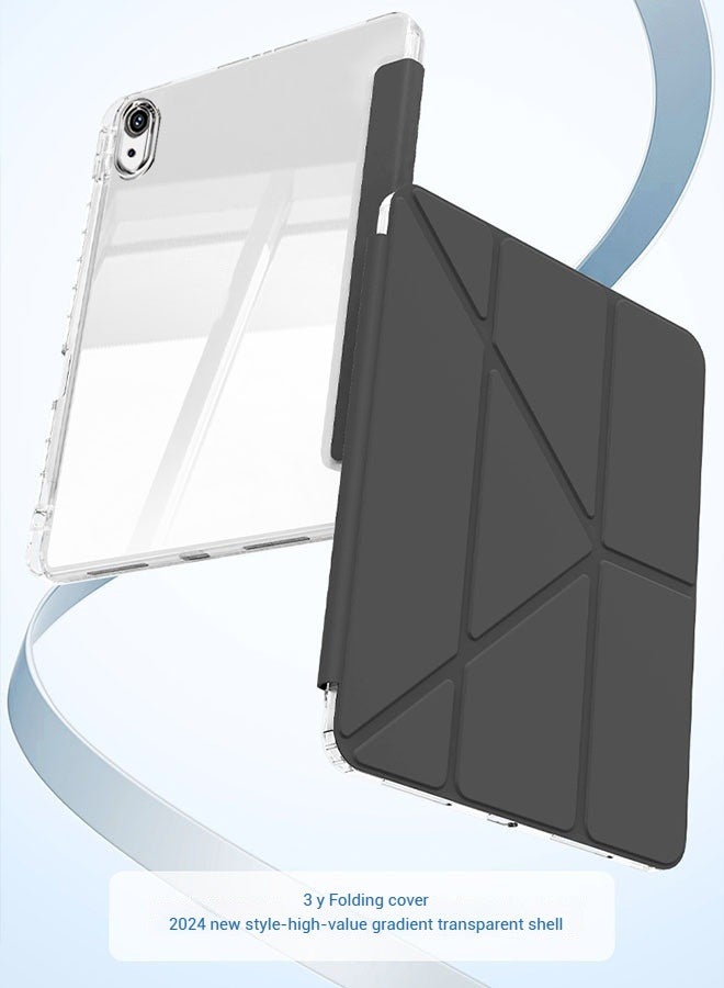 اليشمك جراب iPad من الجيل الحادي عشر (A16 2025) و جراب iPad 10 مقاس 10.9 بوصة مزود بفتحة للقلم، جراب iPad A16 مقاوم للصدمات مع حامل قابل للطي على شكل حرف Y، جراب واقٍ شفاف من مادة TPU، غطاء iPad مع حامل غطاء قابل للطي مع خاصية الاستيقاظ الذكي/ مجموعة هدايا بقيمة 23 درهمًا إماراتيًا مع غشاء واقٍ مضاد للتوهج - أسود - Image 2