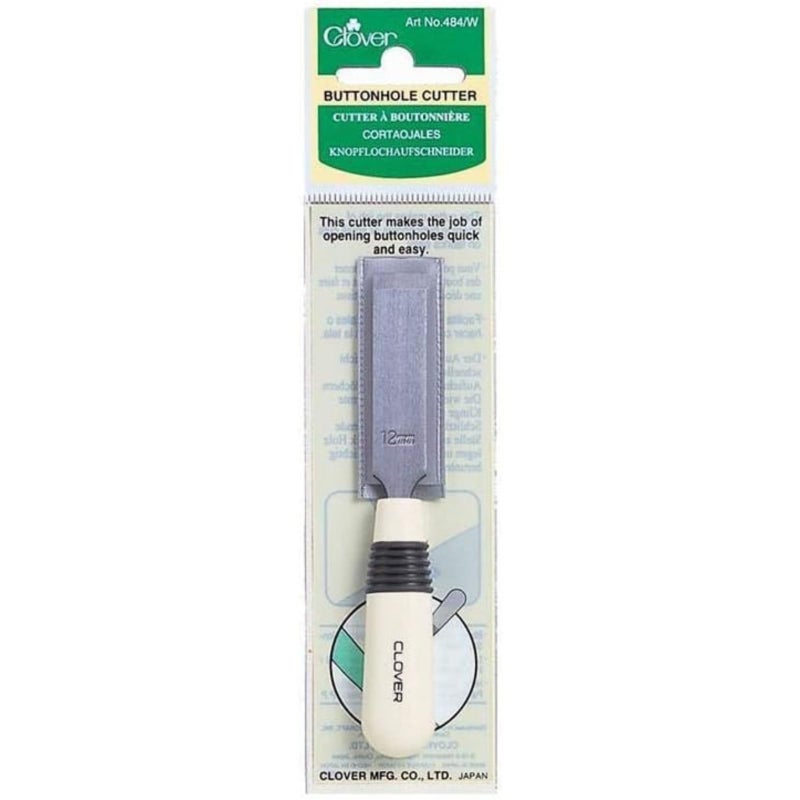 CLOVER Button Hole Cutter-White Handle - Image 1