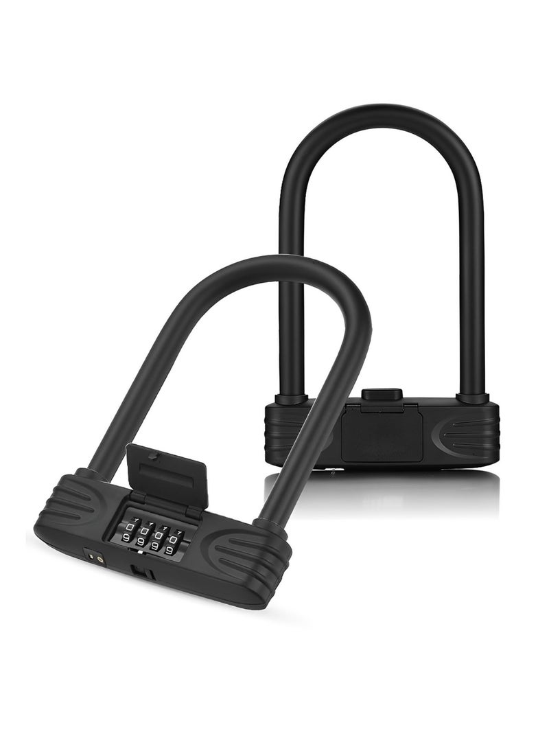 Heavy Duty U Lock, 4 Digit Combination Password Bicycle Lock with U-Lock Shackle, Waterproof, No Key, Bike U Lock for Home, School, Travel - Image 1