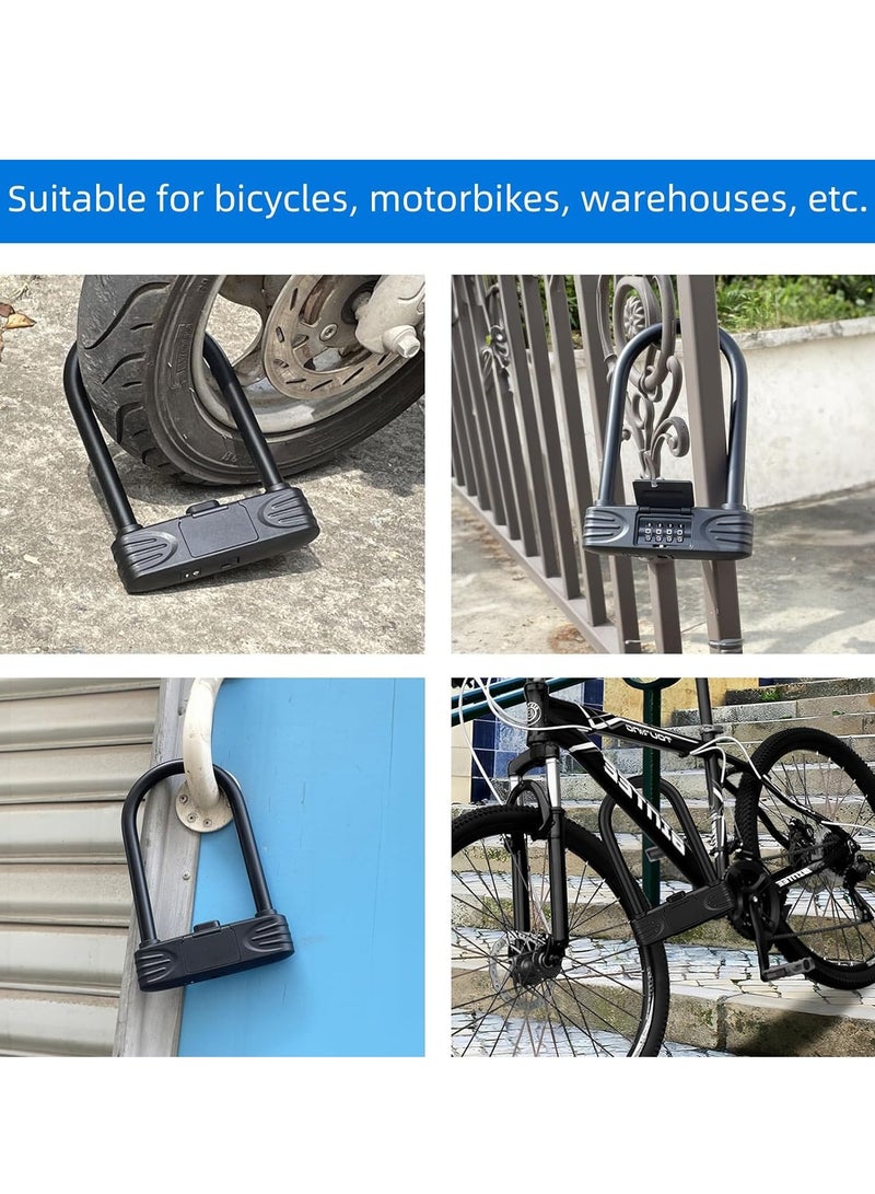 Heavy Duty U Lock, 4 Digit Combination Password Bicycle Lock with U-Lock Shackle, Waterproof, No Key, Bike U Lock for Home, School, Travel - Image 5