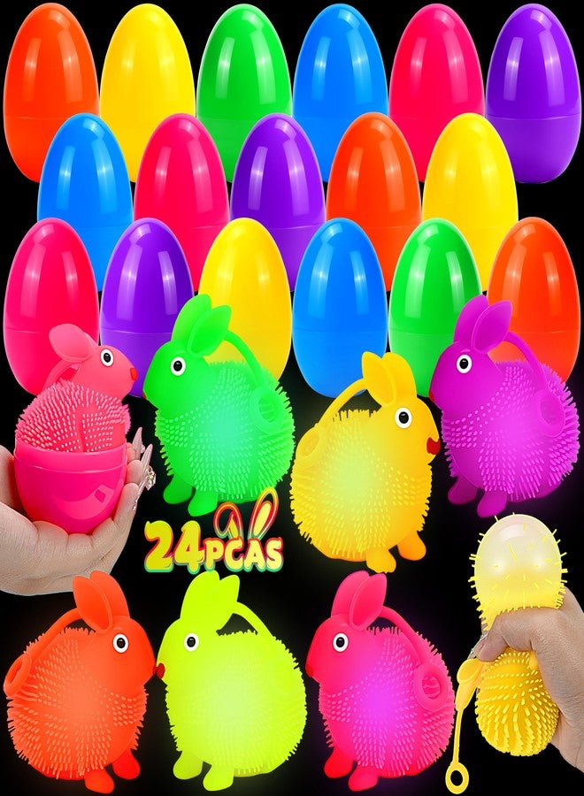 Seifar 12 Pack Easter Eggs Prefilled Egg Set, Plastic Eggs Filled with Flashing Bunny Puffer Balls, Easter Hunt Basket Stuffers with Stress Relief Fidget Toys Squeeze Ball for Egg Hunt Party Favor - Image 1