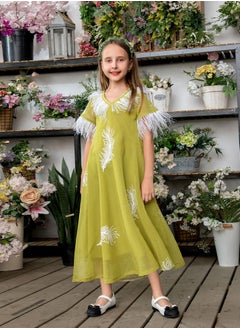 Al Aoyama Feather patchwork dress, princess style mother-daughter outfit  - Image 1