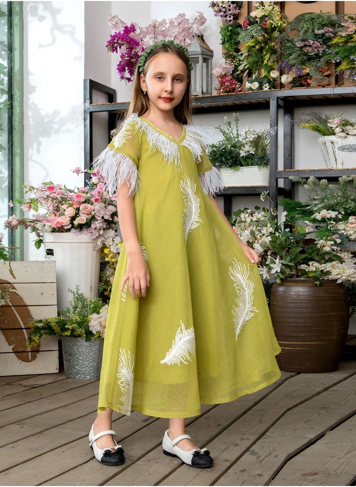Al Aoyama Feather patchwork dress, princess style mother-daughter outfit  - Image 2