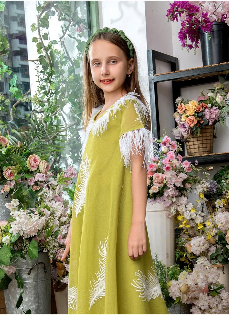 Al Aoyama Feather patchwork dress, princess style mother-daughter outfit  - Image 3