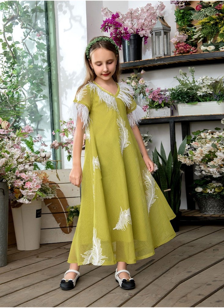 Al Aoyama Feather patchwork dress, princess style mother-daughter outfit  - Image 4