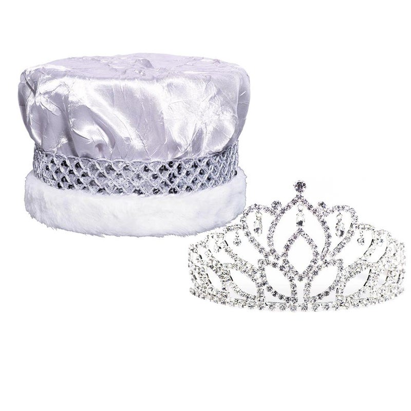 Anderson's Royal Grandeur Set - Silver Metallic King Crown and Mirabella Queen Tiara for Prom, Homecoming, School Dance, Costume, Party, Pageant, Event - Image 1