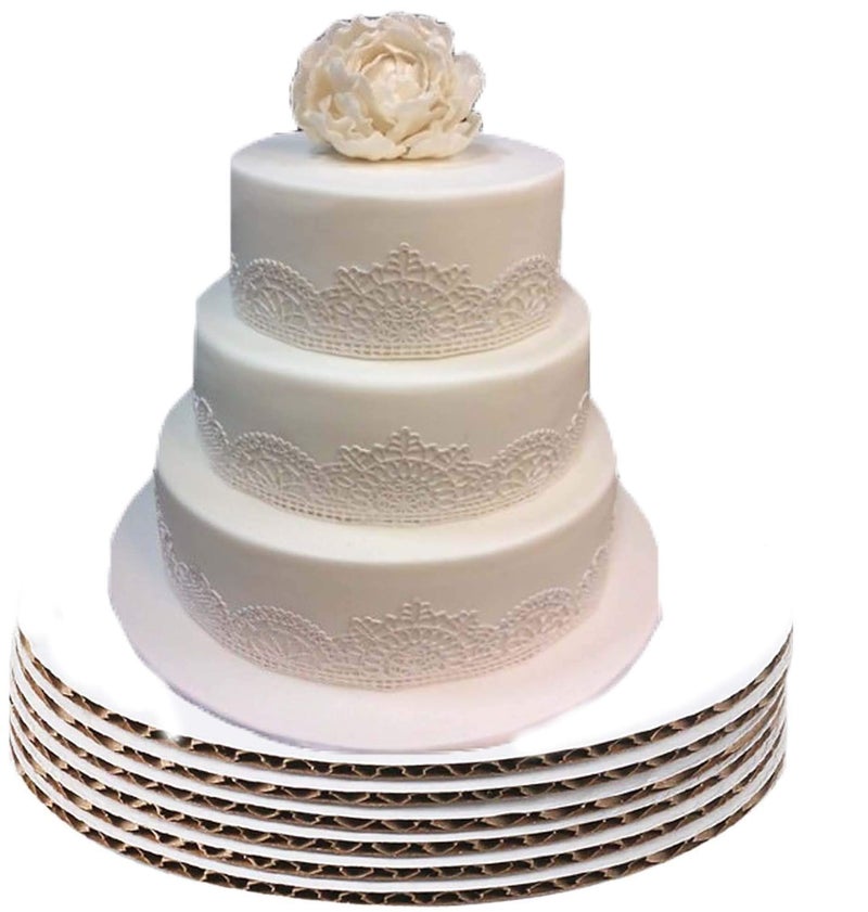 Pizety 8" Cake Circles – Pack of 50 Round White Cake Boards 8 Inch Corrugated Cardboard Cake Rounds Sturdy, Food Safe, Disposable Cake Decorating Base Trays - Image 5