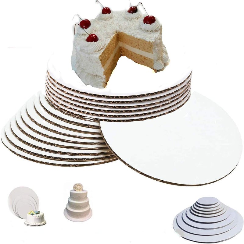 Pizety 8" Cake Circles – Pack of 50 Round White Cake Boards 8 Inch Corrugated Cardboard Cake Rounds Sturdy, Food Safe, Disposable Cake Decorating Base Trays - Image 2