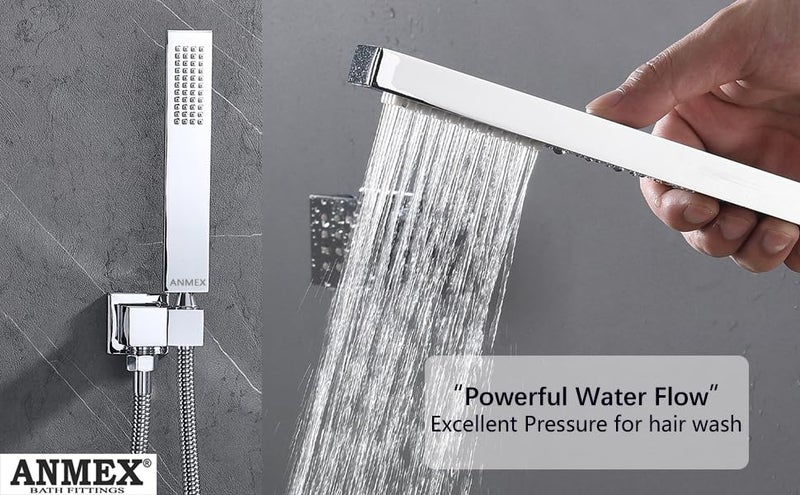 ANMEX ® Premium Multipurpose Hand Spray Hand Shower Set Chrome Finish with 1.5mtr SS Shower Tube and Wall Hook (AX-HS02) - Image 2