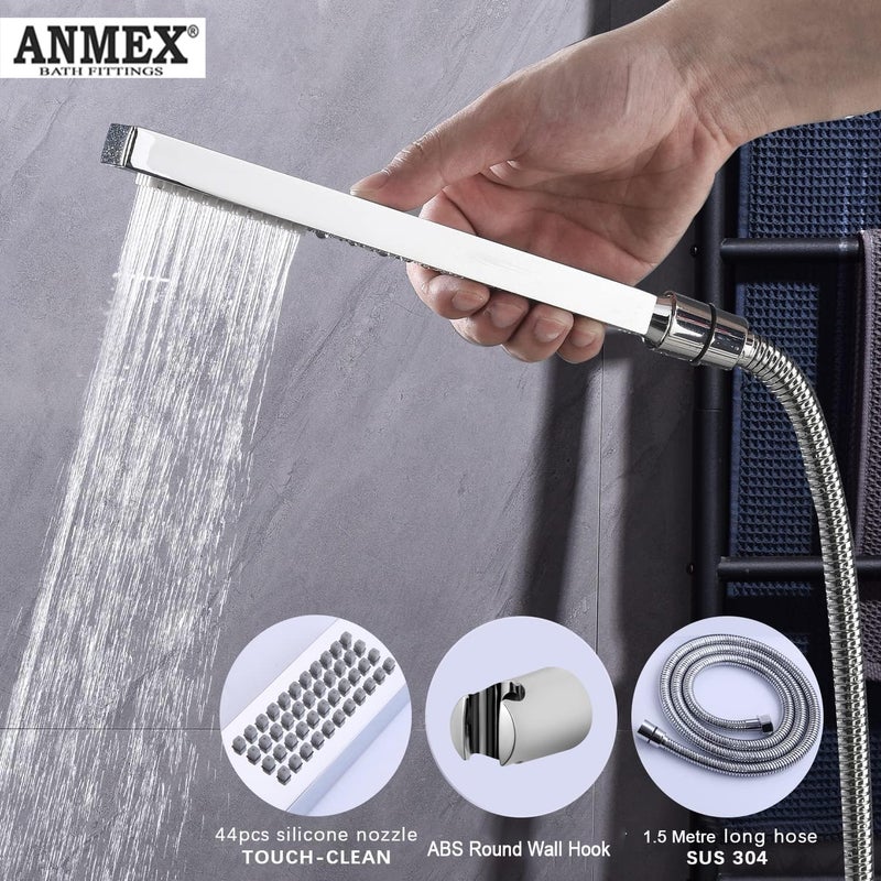ANMEX ® Premium Multipurpose Hand Spray Hand Shower Set Chrome Finish with 1.5mtr SS Shower Tube and Wall Hook (AX-HS02) - Image 5