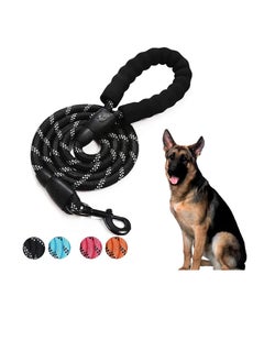 Dog Strong Walking Leash with Comfortable Padded Handle and Highly Reflective Threads Dog Leashes for Medium and Large Dogs (Black)