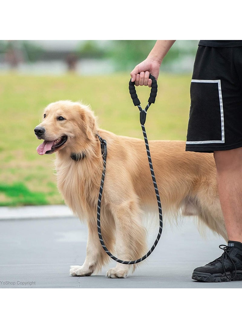 TYCOM - Dog Strong Walking Leash with Comfortable Padded Handle and Highly Reflective Threads Dog Leashes for Medium and Large Dogs (Black) - Image 1