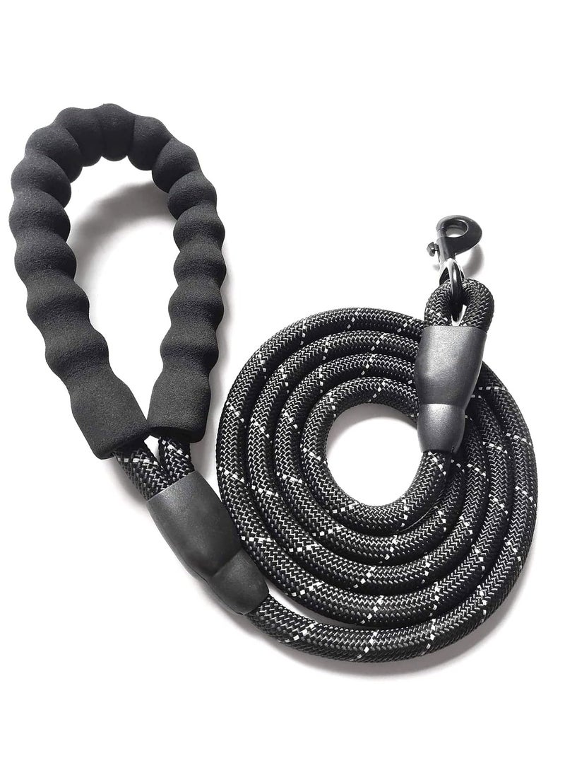 TYCOM - Dog Strong Walking Leash with Comfortable Padded Handle and Highly Reflective Threads Dog Leashes for Medium and Large Dogs (Black) - Image 1