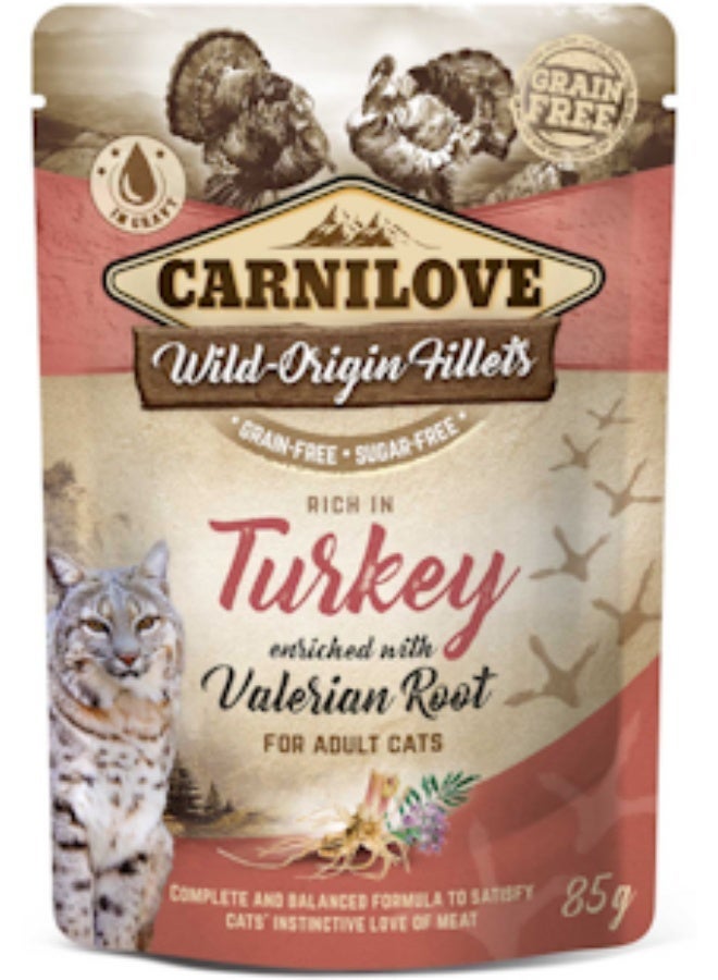 Carnilove Wild-Origin Fillets Turkey enriched with Valerian Root wet cat food 85g
